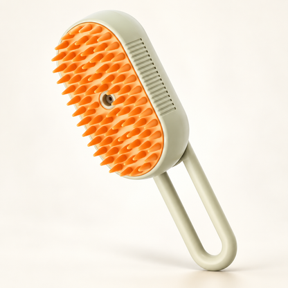 Galmino ivory grooming brush with orange bristles and an open-loop handle